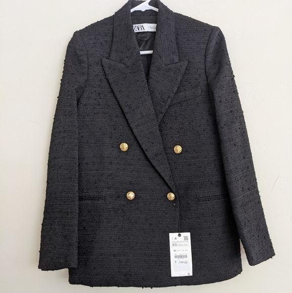 Zara Jackets & Blazers - Zara NWT Textured weave jacket with gold buttons